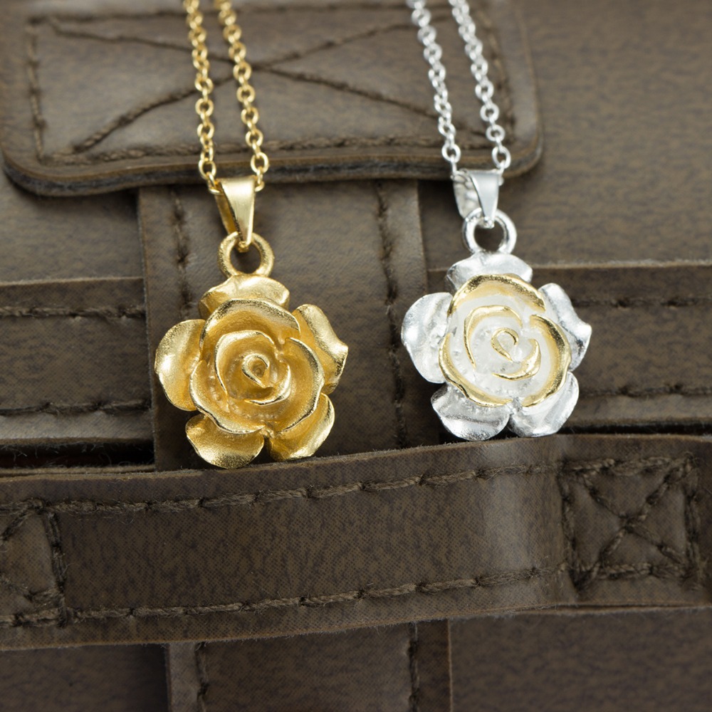 Retro Rose gold package of 925 pendants World silver flower pendant honey notes silverware H542