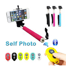 Z07-1  Extendable Handheld Monopod selfie stick with bluetooth shutter button Remote Control for iPhone Samsung IOS Android