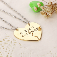 Sunshine jewelry store 2015 2 and 3 PCS broken heart best bitches big heart pendants and necklaces for women