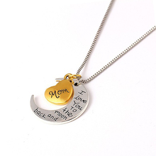 2015 Valentine’s Day ” I Love You To The Moon and Back” Silver  Vintage Silver Plated Pendant Statement Necklace Women PD23
