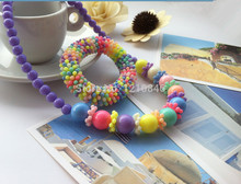 2015 infant jewelry best baby girl necklace children kid set handmade Chunky Bead necklace bracelet Photo