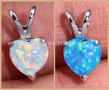 Heart Wholesale Retail For Women Jewelry Blue White Fire Opal Silver Plated Pendant 16mm OD4291 OD4292