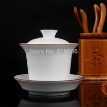 New 2015 Quality Jingdezhen White Ceramic Gaiwan Cup Chinese Porcelain Kung Fu Tea Set  Infuser Service