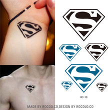 HC1010 New 2015 Black And Blue Superman Design Temporary Tattoos Stickers Waterproof Body Art Sexy Fake Tattoos Wholesale