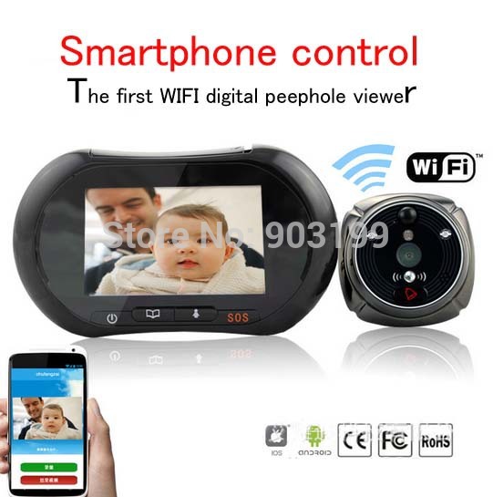 The first Wifi Digital Peephole Door Viewer smartphone control support video chat video record and photo