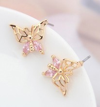 new Korean Pop Girl Bestsellers gold earrings OL honey butterfly earrings CZ 96503 Trend Earrings