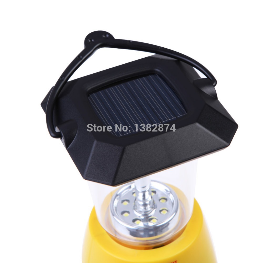 Solar Hand Crank 8 LED Camping Lantern With AM FM NOAA Weather Radio A V9
