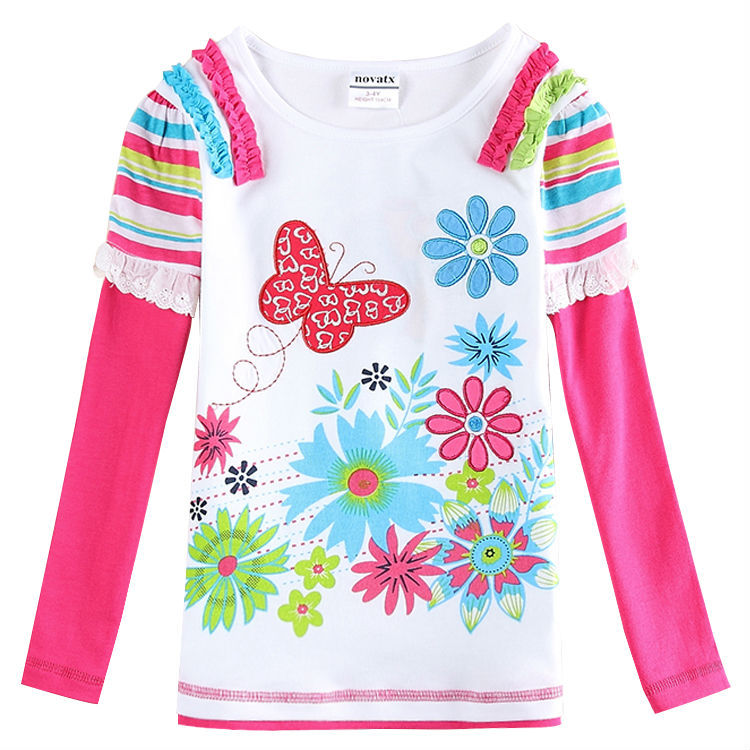 Floral Girl Shirt Nova new Girls t shirts Spring Autumn Long Sleeve T Shirt for Children