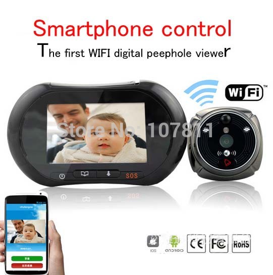 New Wifi Digital Peephole Door Viewer3 7 TFT LCD screen smartphone control support video record and