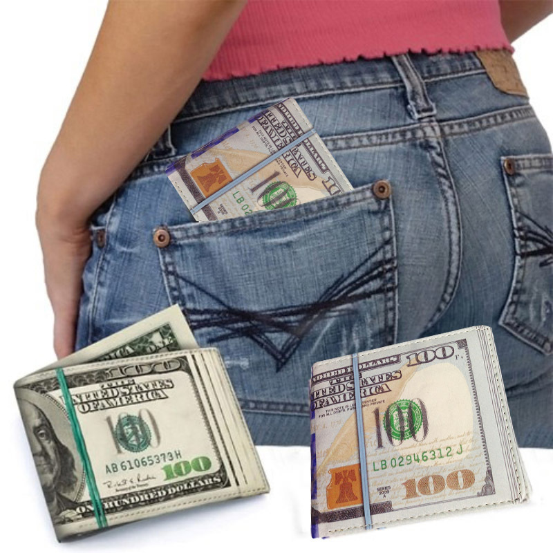 New Fashion 1Piece 100 Dollar Bill Money Genuine Leather Wallet Man Wallet Male s Short Purse