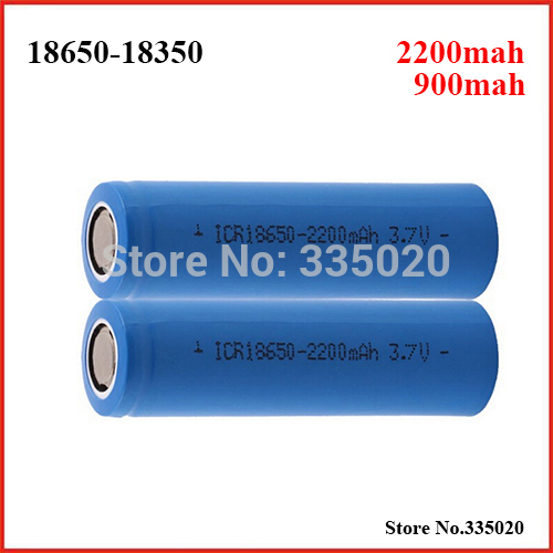 Real Full 900mah 18350 2200mah 18650mah Rechargeable Li ion Lithium Battery for Electronic Cigarette 2pcs lot