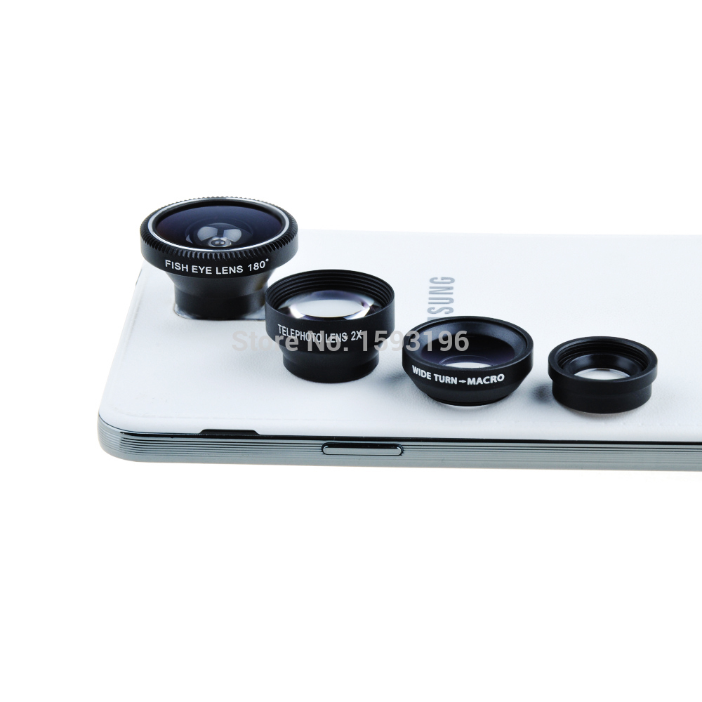 Magnetic Detachable 4in1 Fish Eye Wide Angle Micro Telephoto Lens Kits Set for iPhone Samsung Galaxy