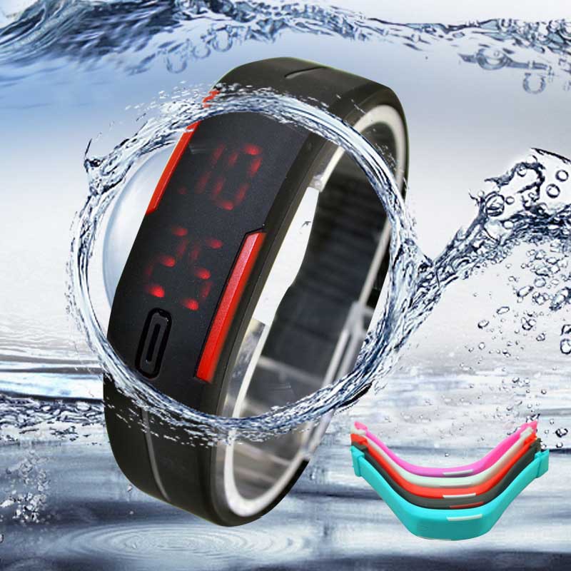  2015 Candy Color Ultra Thin Men Girl Sports Silicone Digital LED Sports Bracelet Wrist Watch