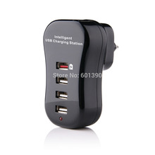 50PCS 4Port 5V 3.1A USB Travel Wall Charger Station USB Mobile Phone Charger EU/US Plug For Android/Ios Smartphone Ipad/Laptop