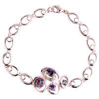 New Novelty Rainbow Sapphire 925 Silver Bracelets Fashion Jewelry For Gift Wholesale Free Shipping 20.8 CM