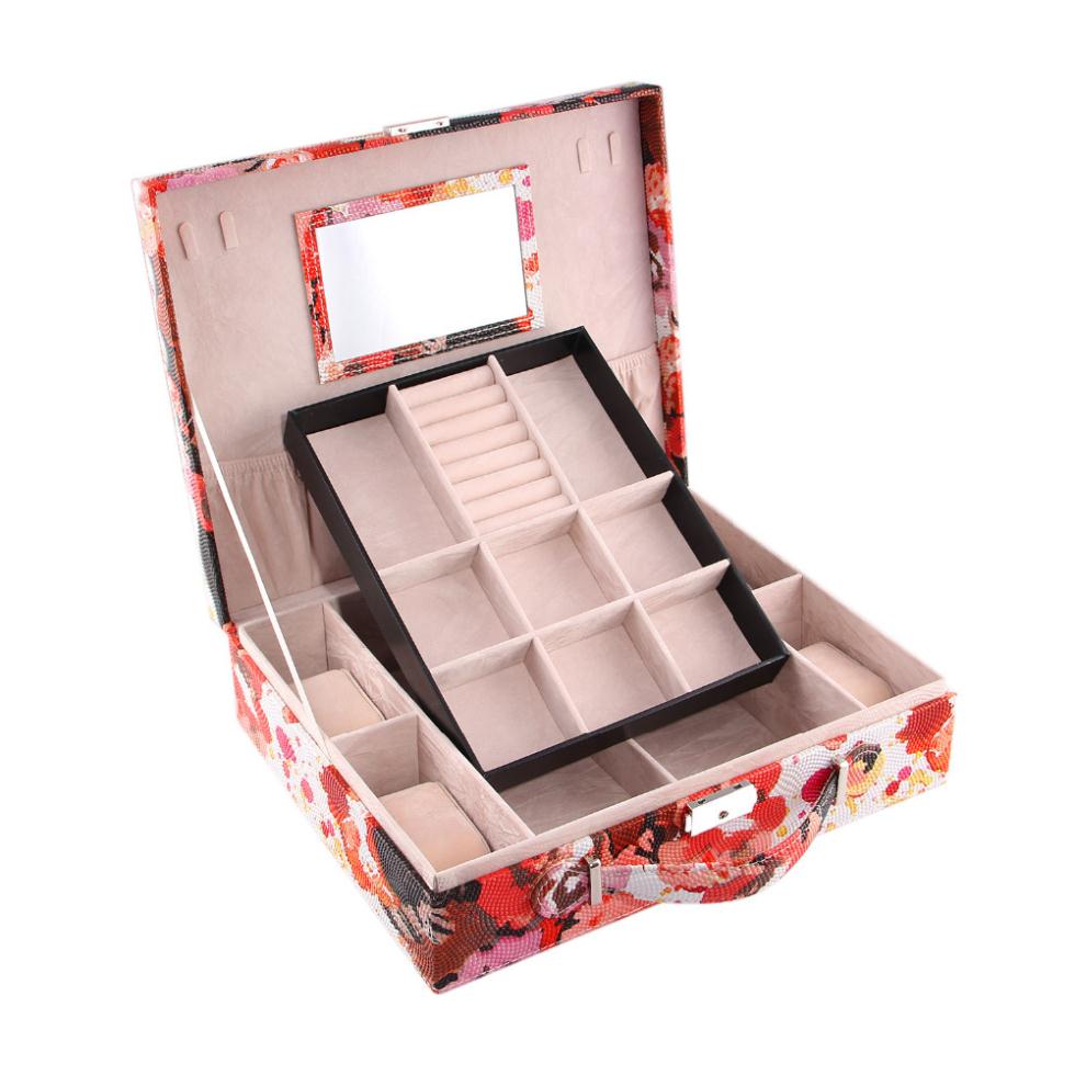 Jewelry Box Watercolor Printing Jewelry Display Travel Jewelry Case Storage With Lock2015 New Arrival Gift Box