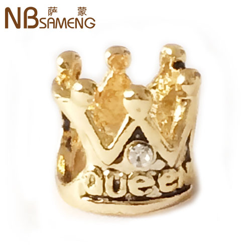NBSAMENG 925 Silver Plated Bead European Golden Queen Crown Silver Bead Charms Fit Women Diy BIAGI
