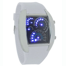 Fashion Aviation Turbo Dial Flash LED Watch Gift Mens Lady Sports Car Meter