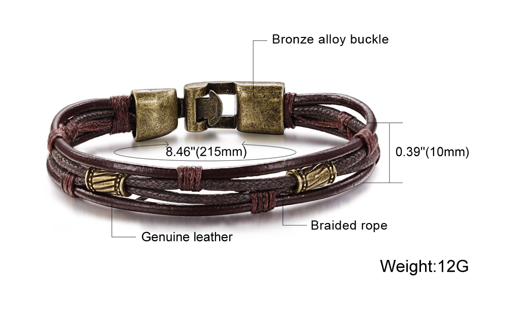 Free Shipping Fashion Men Male Punk Jewelry Rope Chain Genuine Leather Bracelets Charm Bangle High Quality