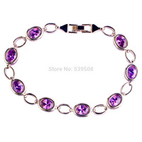 2015 New Fashion Purple Amethyst 925 Silver Bracelets Brilliant Jewelry For Party Wholesale 19.2 CM Free Shipping