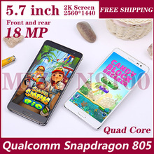 Freeshipping MIZO 5.7” N9100 smartphone Android 5.0 3G Ram snapdragon 805 Quad core 2560*1440 18MP NOTE 3G unlocked cell phones