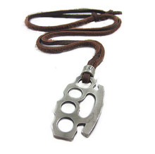 Punk style 100 genuine leather necklace stainless steel pendants necklace for women wholesale fashion jewlery free