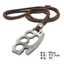 Punk style 100 genuine leather necklace stainless steel pendants necklace for women wholesale fashion jewlery free