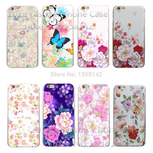 2015 New Arrive Flower 19 Design Painted Black Cover Case For Apple i Phone iPhone 6 4.7″ 1Piece Free Shipping