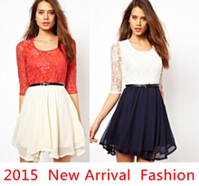 2015 New Designer Brand Women Dresses Black Red Elegant Lace Dress For Women Plus Size Fashion