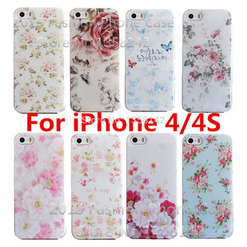 Романтический цветок 17 стили красочным окрашенные крышки раковины чехол для Apple , iPhone 4 4S 4 г, чехол для iPhone4 iphone4S бесплатная доставка