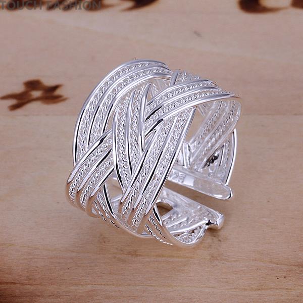 Fashion-Adjustable-Mesh-Weaving-Ring-925-Sterling-Silver-Jewelry-Rings ...