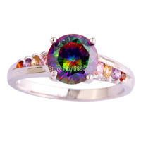 Engagement Women Jewelry Multi Color Fashion Rainbow Sapphire 925 Silver Ring Size 6 7 8 9 10 Wholesale Free Shipping New Style