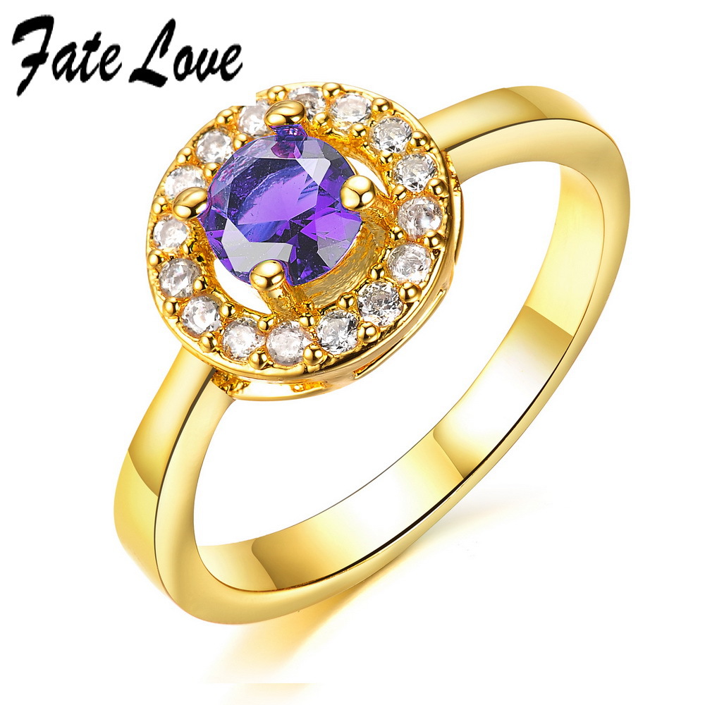 Crystal Gold Rings for Women 18K Gold Wedding Ring Paved Austrian ...