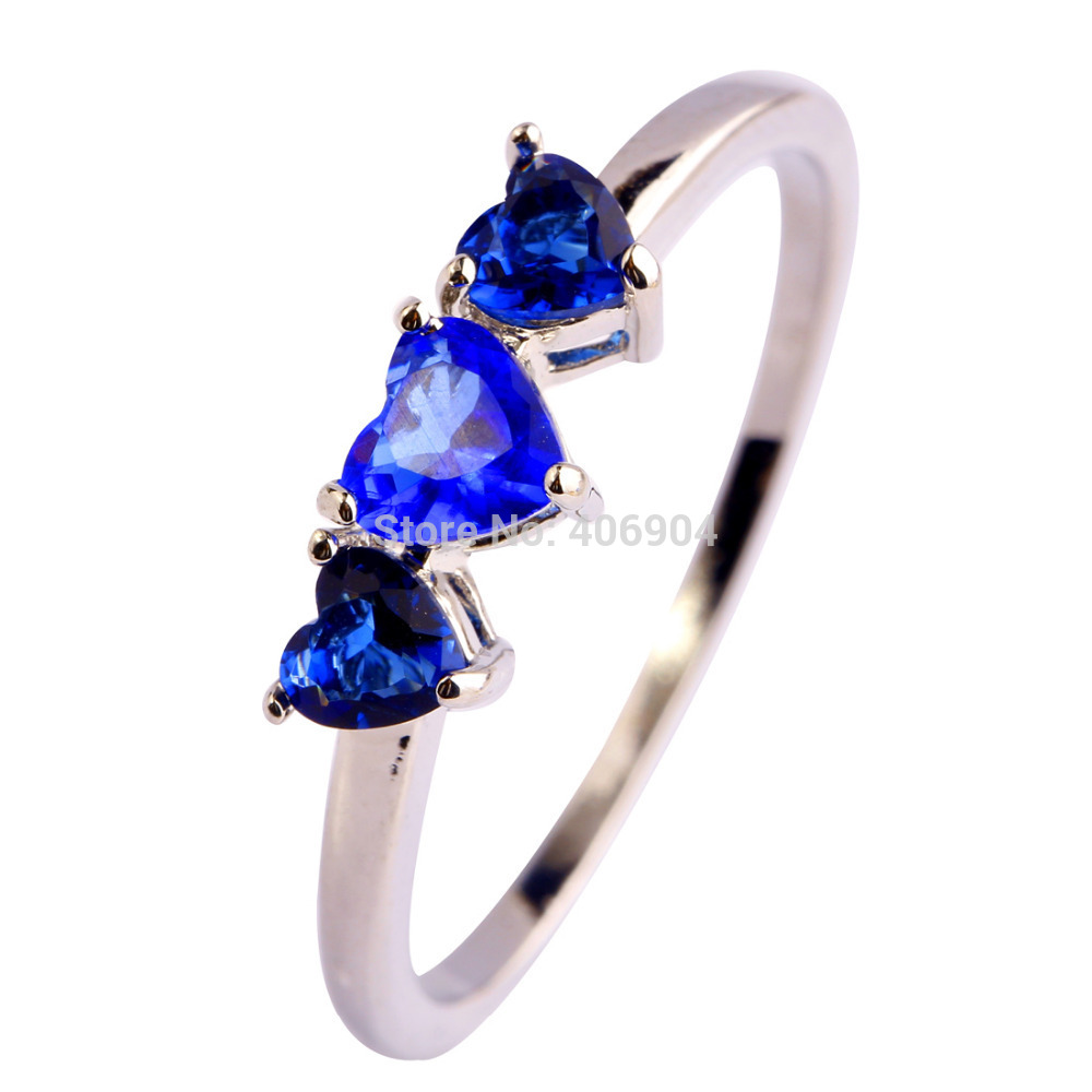 Free Shipping 2015 New Heart Cut Sapphire Quartz 925 Silver Fashion Love Jewelry Ring Size 6