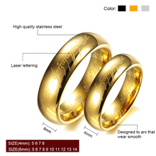 Hot fashion jewelry the lord of the rings for men 18K gold plating stainless steel ring