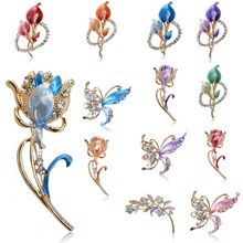 New Brooches for Women Crystal Enamel Colorful Bridal Wedding Dress Brooch Bouquet Floral Enamel Breastpin Pin for Women Bag