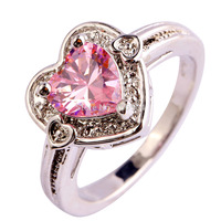 Free Shipping New NSaucy Lady Heart Cut Pink Topaz 925 Silver Jewelry Ring Size 6 7 8 9 10 Wholesale For Women Engagement
