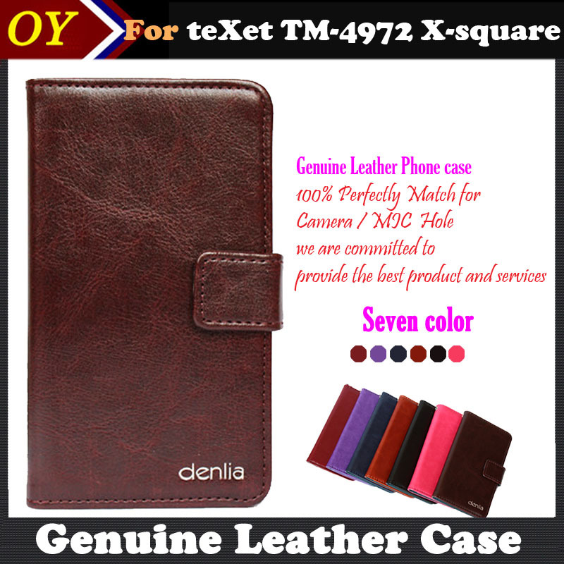 teXet TM 4972 X square Case Flip Genuine Leather Smartphone Slip resistant Pouch Case Cover Bifold