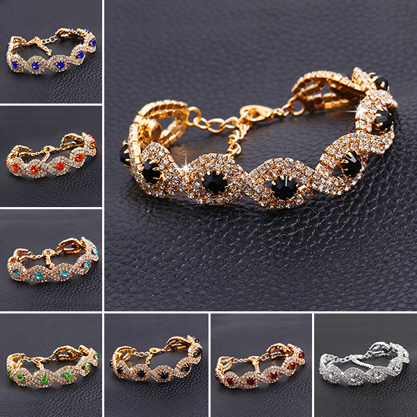 New Design hot sale Fashion Luxury Colorful gem Shiny rhinestones Cross Bracelet Statement jewelry Wholesale for