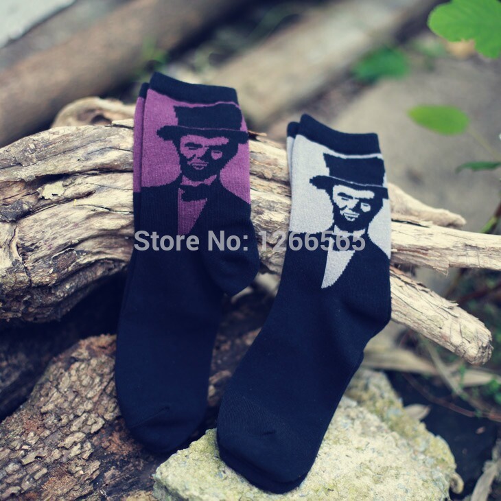free shopping top sale high quality meias masculinas Autumn and winter funny Lincoln Harajuku socks male