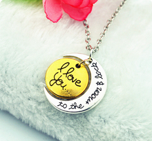 Chains Necklace Charm Family Gift Personal I LOVE YOU TO THE MOON AND BACK Moon Pendant