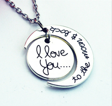 Chains Necklace Charm Family Gift Personal I LOVE YOU TO THE MOON AND BACK Moon Pendant