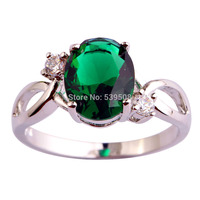 New Fashion Women Anniversary Pretty Jewelry Green Emerald Quartz 925 Silver Ring Size 6 7 8 9 10 Free Shipping 2015 Design