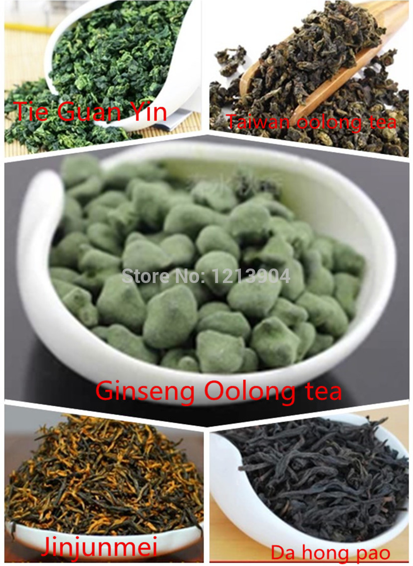 Free shipping 80g 5kinds combination oolong tea dahongpao tieguanyin Ginseng oolong tea Jinjunmei 2 packages per