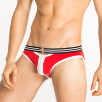 Bragas masculinas sexy escritos respirables bajo la cintura bolsa u bloque de algodón color 100% quoined recorte