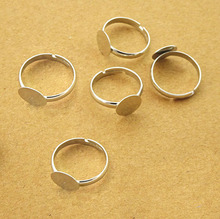 50pcs 10mm Pad Diy Silver -Plated Ring Base Anillo Adjustable Ring Blanks Glue On Cabochon Rings Findings Material For Handmade