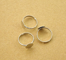 50pcs 10mm Pad Diy Silver Plated Ring Base Anillo Adjustable Ring Blanks Glue On Cabochon Rings