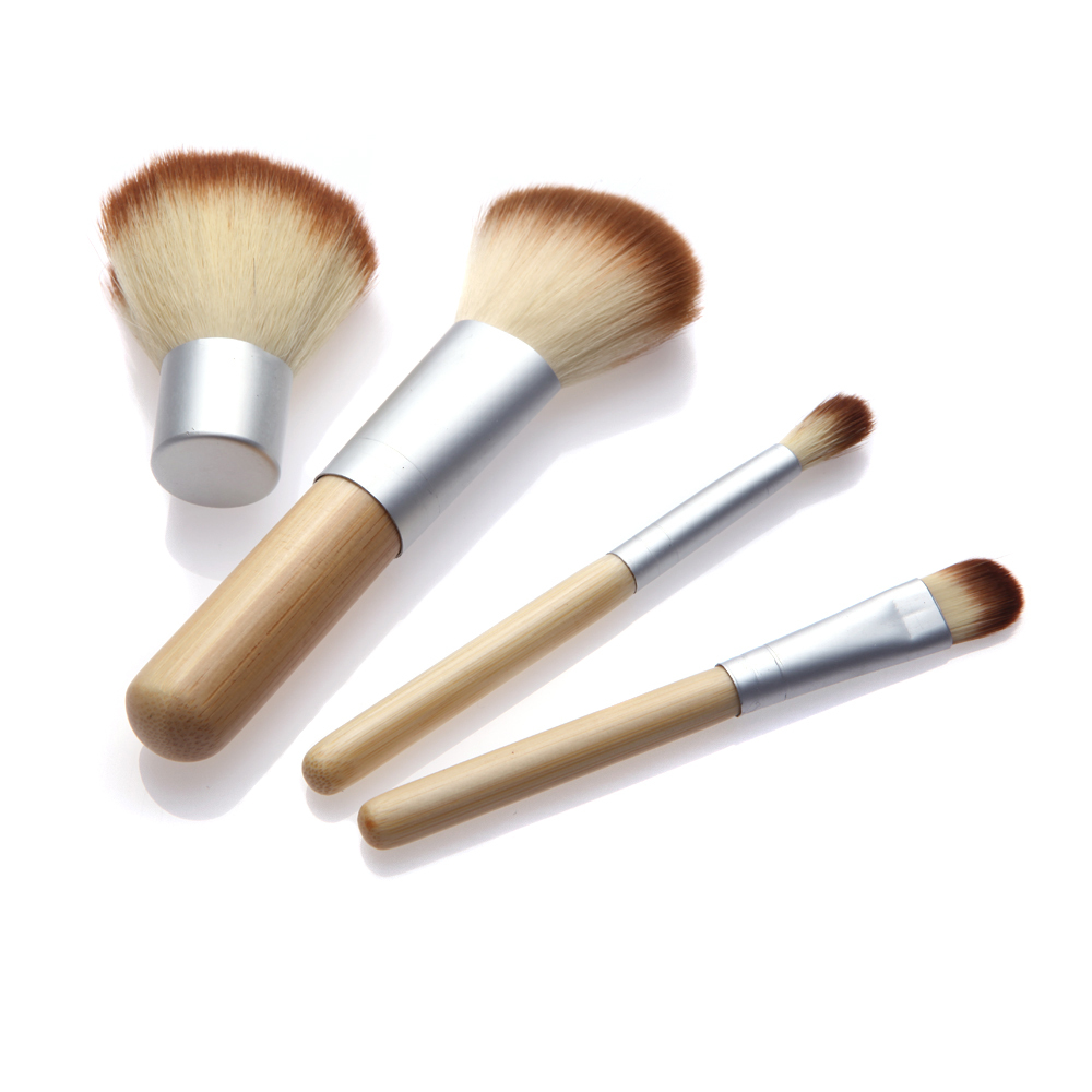 4PCS brushes  natural Cosmetics Set Makeup Fashion Brushes Natural Bamboo  2015 Handle makeup