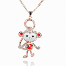 Fashion Jewelry for Women Rhinestone Crystal Pendant Valentine Day Sweater Long Chain Necklace Pendant Cat Coat