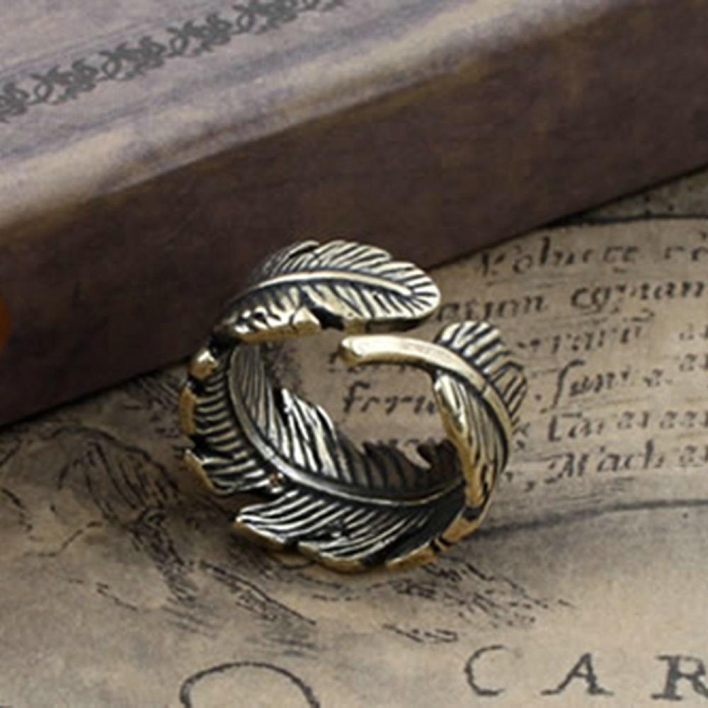 vintage bronze rings fashion leaf ring for man women party ring for male newest opening ring